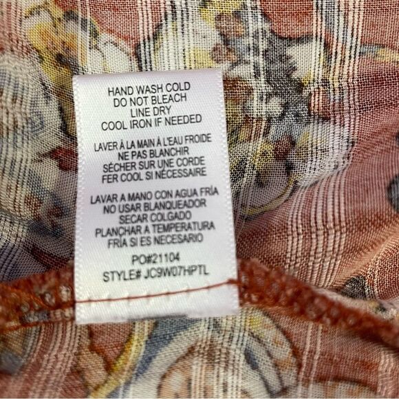 H.I.P Retro Orange Floral Duster Kimono Short Bell Sleeves Open Front Rayon M/L - Picture 11 of 12